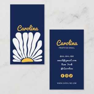 Cartão de visita floral psicodélico retrô boho
