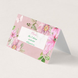 cartão de visita floral rosa