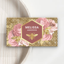 Floral Rosa Empoeirado Folha Dourada Favo de Mel A