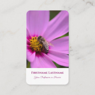 Cartão De Visita Floral rosa florescente ocupado abelha florista es