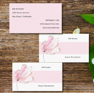 Cartão de visita Floral Rosa Moderno
