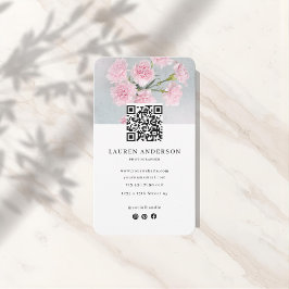 Cartão de visita Floral Rosa Moderno com Fotografi