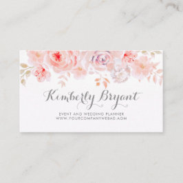 Cartão De Visita Floral Rosa Suave Elegante | Watercolor