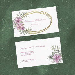 Cartão De Visita Floral Rosa Tropical Personalizável