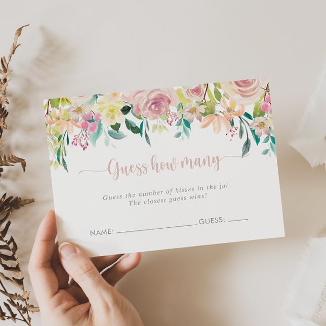 Cartão De Visita Floral Rose Gold Guess How Many Game Card (Criador carregado)
