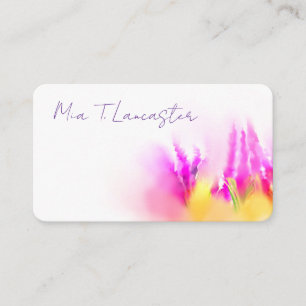 Cartão de visita floral roxo em aquarela lavanda