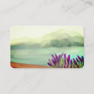 Cartão de visita floral roxo lavanda em aquarela