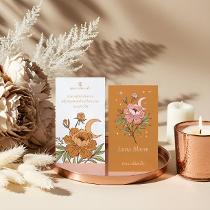 Cartão De Visita Floral Sangrento Peony Celestial Lua Holística