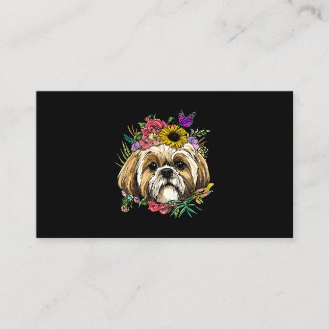 Cartão De Visita Floral Shih Tzu Primavera Nature Shih Tzu Lovers (Frente)