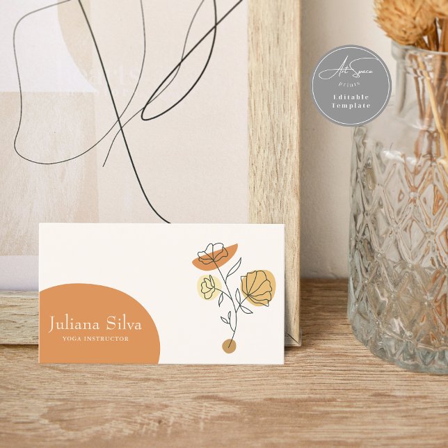 Cartão De Visita Floral Terracotta Minimalist Business Card (Criador carregado)