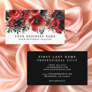 Cartão de visita Floral Vermelho e Preto