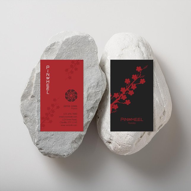 Cartão De Visita Floral Vermelho Negrito (Criador carregado)
