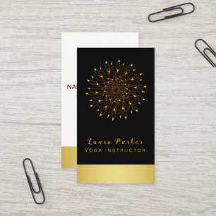 Cartão De Visita Floral Vintage Mandala Dourada Lotus Yoga Holístic