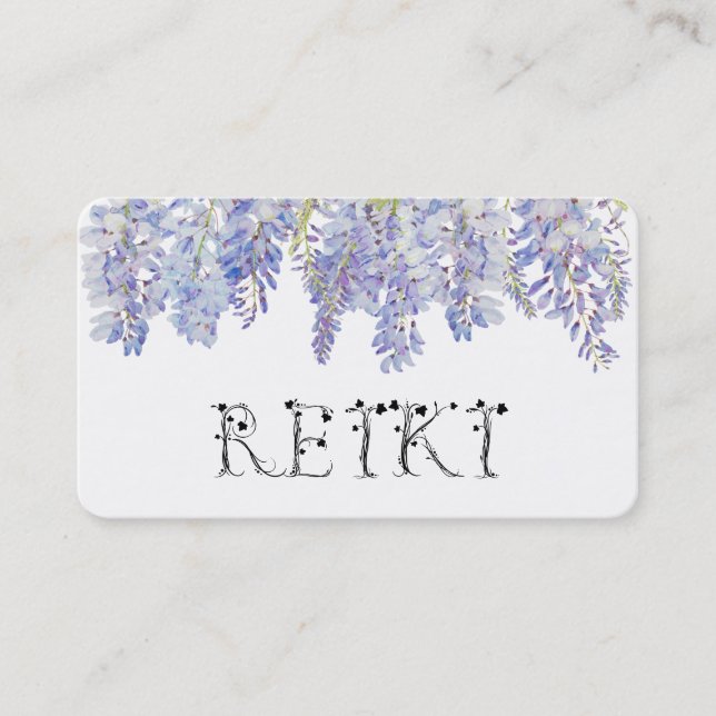 Cartão De Visita *~* Floral Wisteria Flower Watercolor - REIKI (Frente)