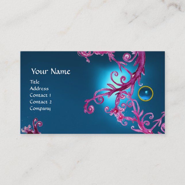 Cartão De Visita FLORENTINE BAROQUE MONOGRAM GEM azul (Frente)