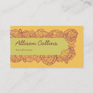 Cartão De Visita Flores amarelas coloridas desenhadas pela mão