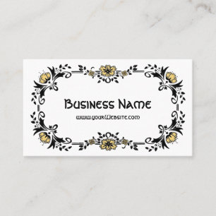 Cartão De Visita Flores Amarelas Decorativas Vitorianas Antigas