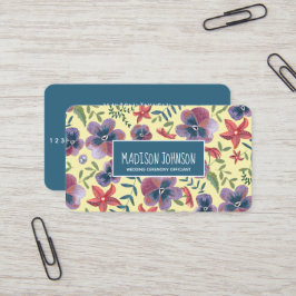 Cartão De Visita Flores amarelas florais em aquarela boho