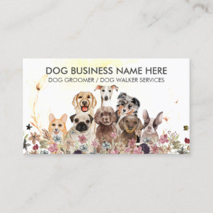 Cartão De Visita Flores Aquarela Cuidador de Animais de Estimação C