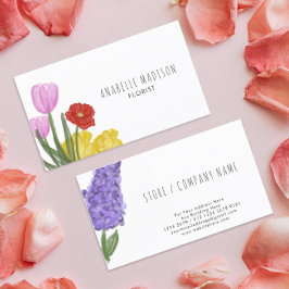 Cartão De Visita Flores autênticas desenhadas à mão em aquarela