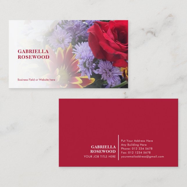 Cartão De Visita Flores Bonitas Com Branco Gradiente (Frente/Verso)