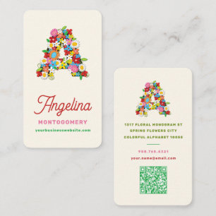 Cartão De Visita Flores Botânicas de Primavera Doces Carta Monogram