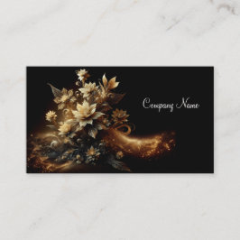Cartão De Visita Flores brancas com Dourada brilho