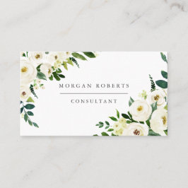 Cartão De Visita Flores Brancas de Champanhe Profissionais ou Belez