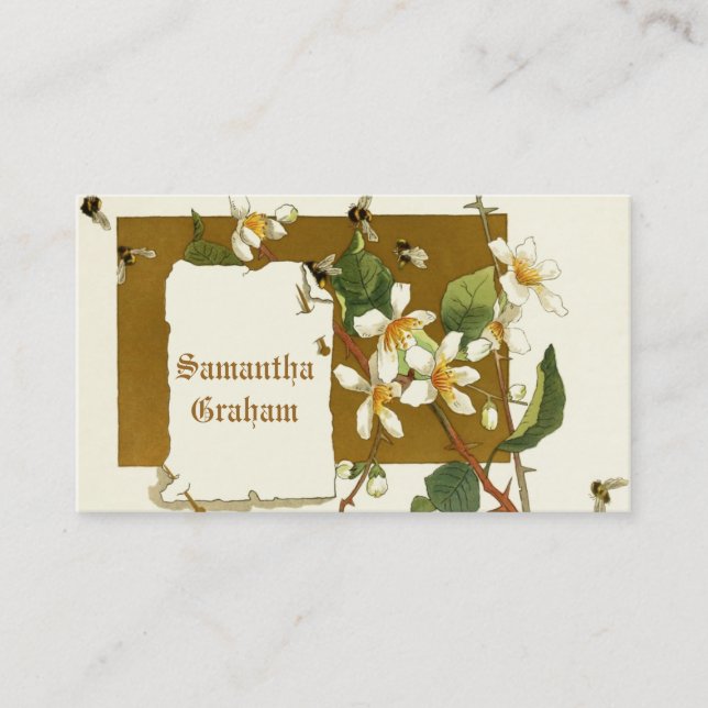 Cartão De Visita Flores brancas de mirtilo, floral personalizado (Frente)