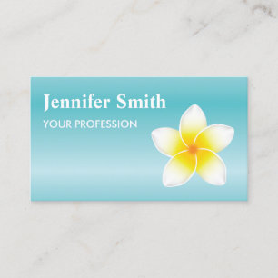 Cartão De Visita Flores Brancas De Plumeria De Frangipani Em Azul