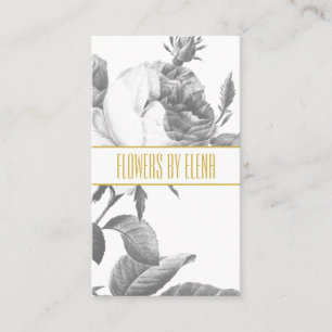 Cartão De Visita Flores brancas e pretas elegantes, cor-de-rosa, ou