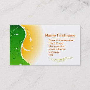 Cartão De Visita Flores brancas Grama verde laranja Sunny Sunset