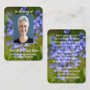 Cartão De Visita Flores Christian Bluebell Memorial Lembrança