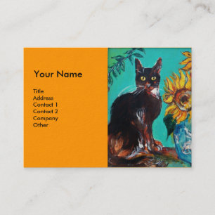 Cartão De Visita FLORES COM CAT,amarelo alaranjado