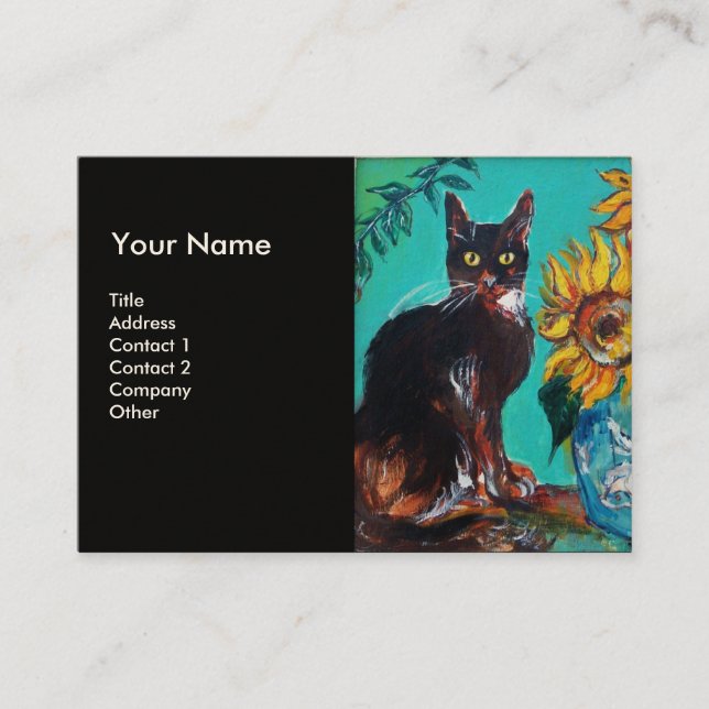 CARTÃO DE VISITA FLORES COM GATO (Frente)