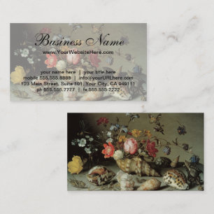 Cartão De Visita Flores, Conchas e Insetos Balthasar van der Ast