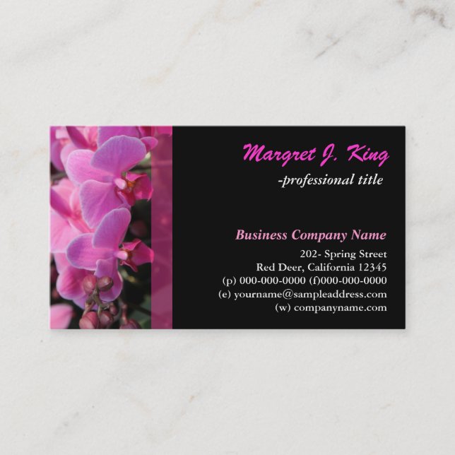 Cartão De Visita flores cor-de-rosa (Frente)