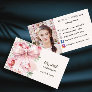 Cartão De Visita Flores cor-de-rosa arco flor código qr foto de míd