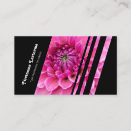 Cartão De Visita Flores cor-de-rosa listras negras elegantes floris