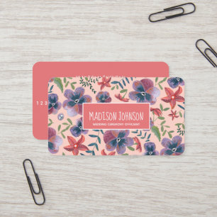 Cartão De Visita Flores de aguarela boho com rubor floral
