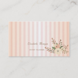Cartão De Visita Flores de Aquarela Modernas com Striped Profession