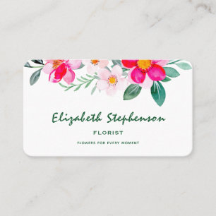 Cartão De Visita Flores De Aquarela Rosa Florist Botânico Floral