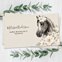 Cartão De Visita Flores de Cavalo Vintage Personalizadas Equestres