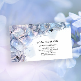Cartão De Visita Flores de Hydrangea Azul Florist