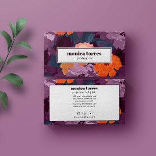 Cartão De Visita Flores de primavera Torneiras Laranja Roxos Ícones