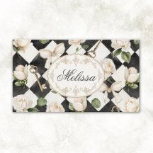 Flores de Rosa Vintage Monograma Preto Branco Diam