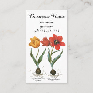 Cartão De Visita Flores de Tulipa da Primavera Vintage por Basilius