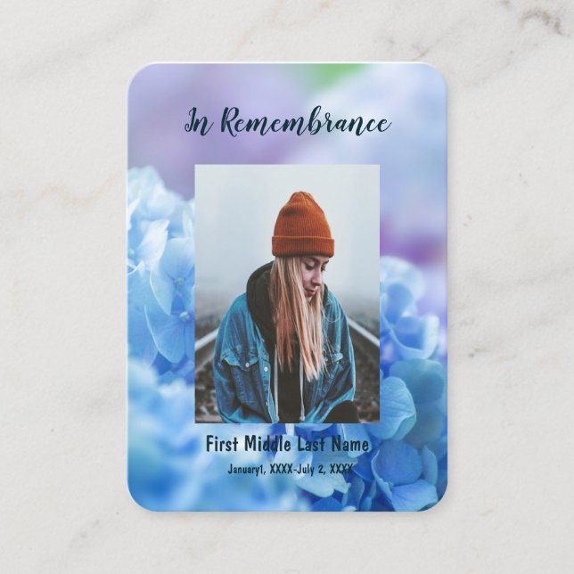 Cartão De Visita Flores do Jardim de Hydrangea do Memorial Keepsasa (Frente)