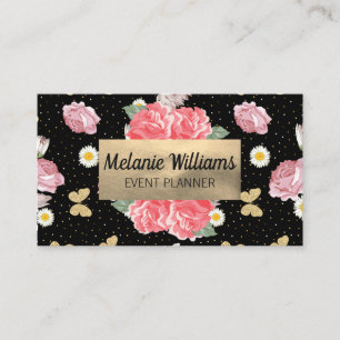 Cartão De Visita Flores e borboletas