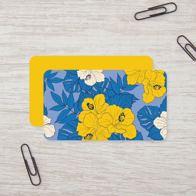 Cartão De Visita Flores e folhas de hibisco (Frente/Verso In Situ)